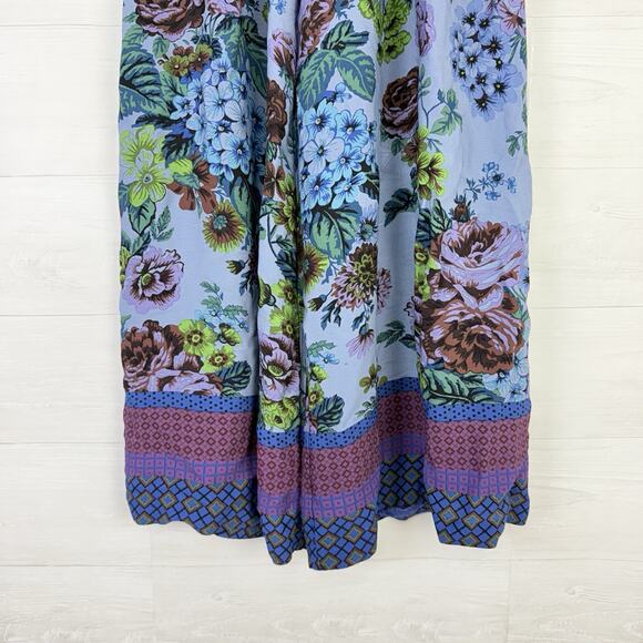 Anthropologie Purple and Blue Floral Wide Leg Pants - Picture 5 of 16